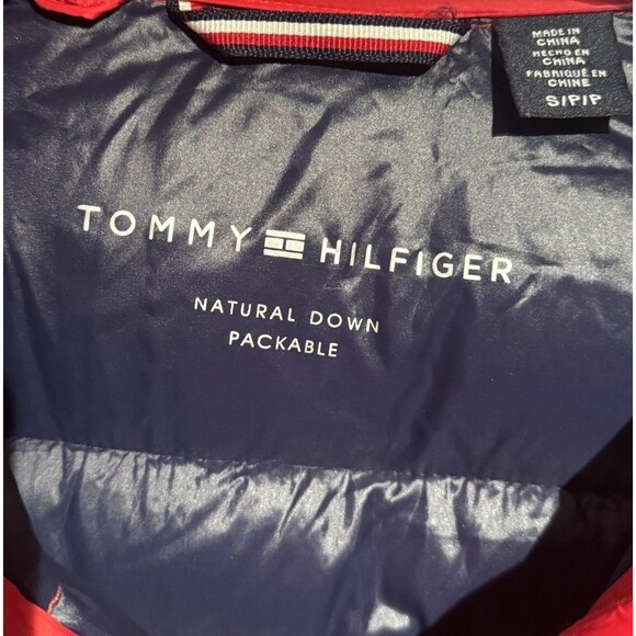 Tommy Hilfiger Red Packable Puff Down Vest/jacket Hooded Full Zip Womens Sz S - Picture 4 of 8